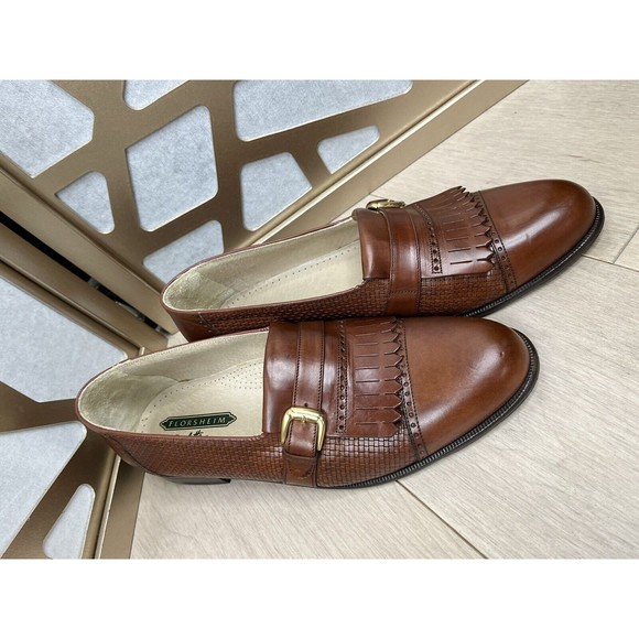 Florsheim Barletta Kilted Leather Slip On Loafers Shoes Men Sz 10.5 D Brown - Picture 2 of 9